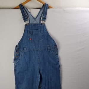 Dickies Womens Relaxed Fit Bib Overalls Sz S Mid Wash Denim Chore Boho Farmhouse